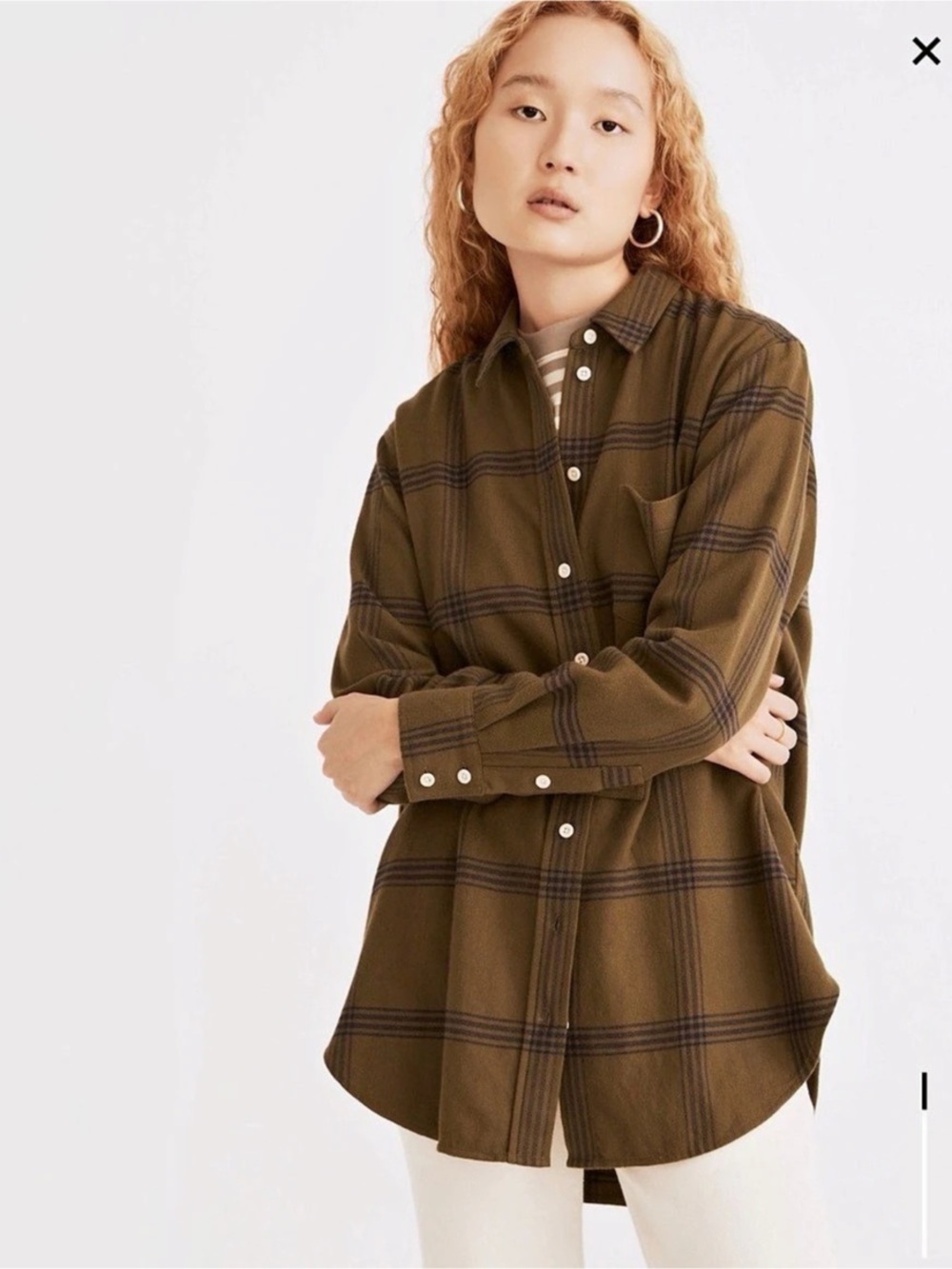 NWT Madewell Flannel Oversized Ex-Boyfriend Tunic Shirt in Windowpane - XL - Picture 5 of 7